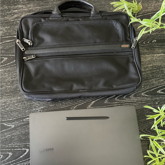 Tumi Bags Tumi Briefcase Black Canvas Leather Trim Poshmark